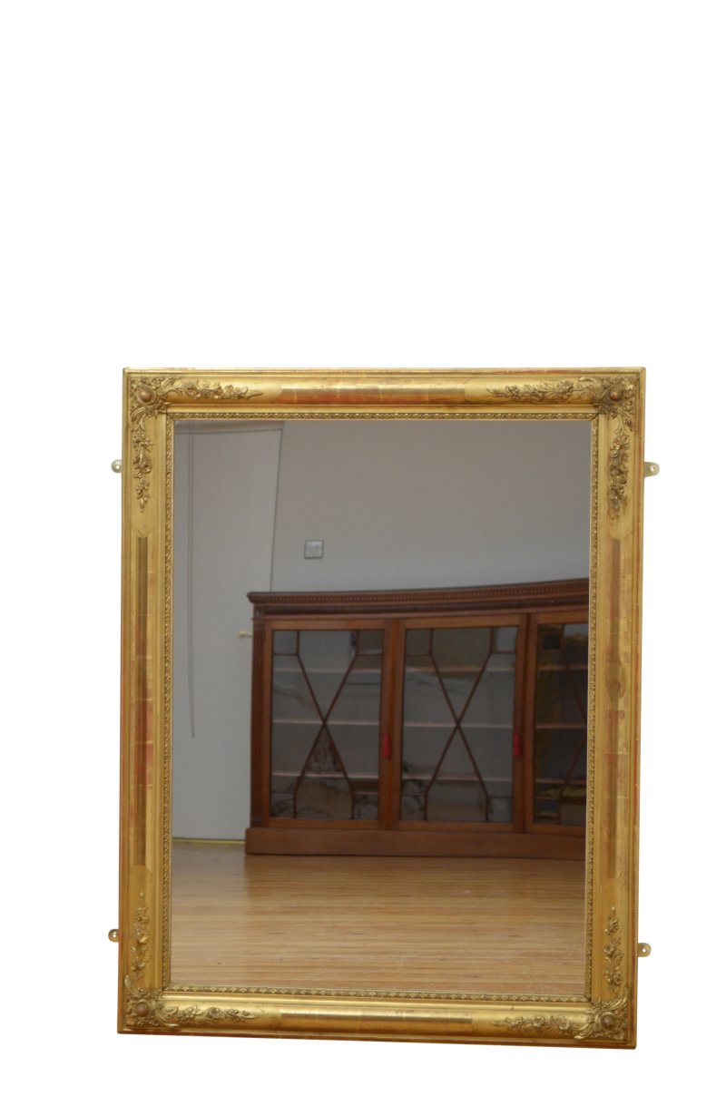 Antique 19th Century Gold Leaf Wall Mirror 94x122cm - Image 3